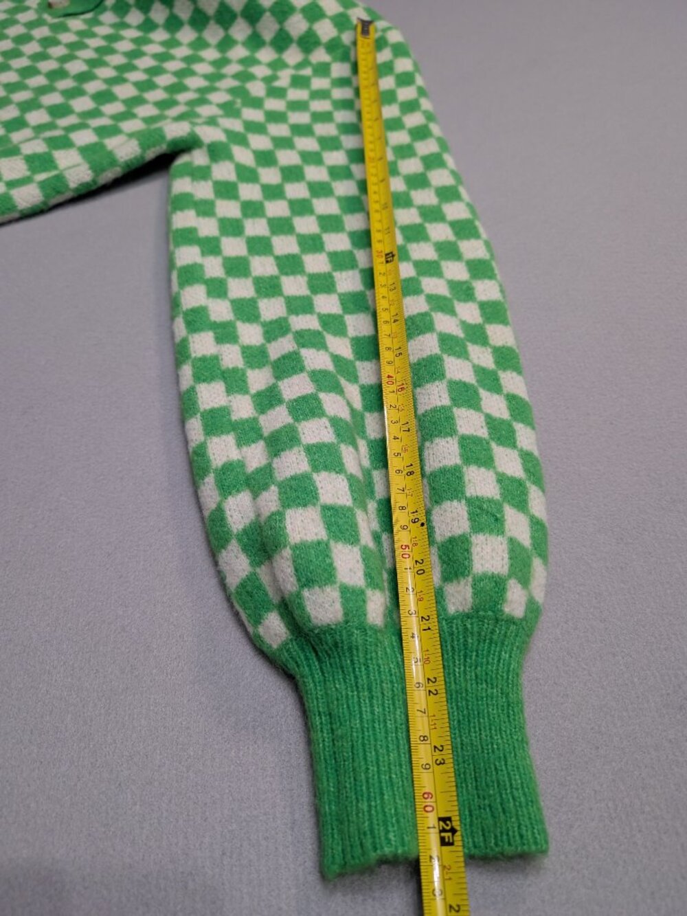 FRNCH Paris Green Checkerboard Sweater L - Picture 7 of 9